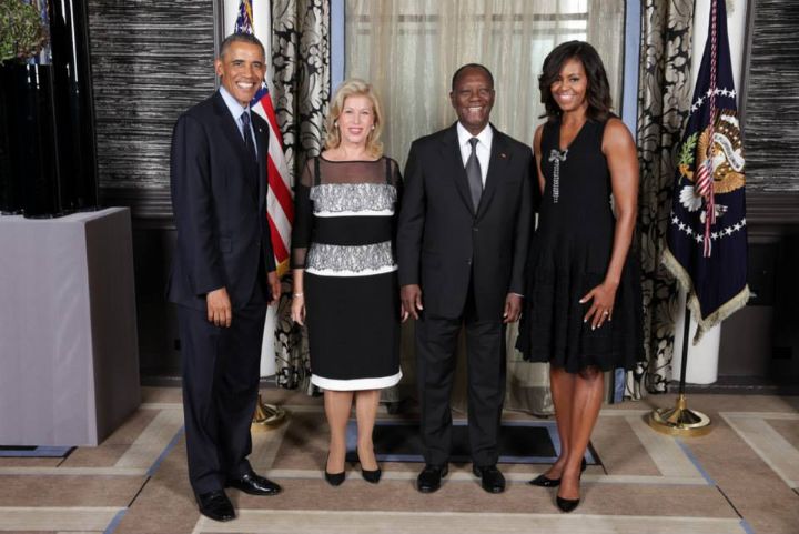 Le couple présidentiel M et Mme Ouattara rencontre le couple Obama